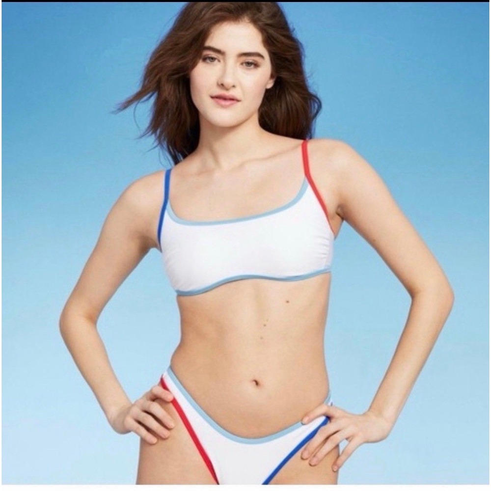 Wild fable, White Red Blue Contrast Bikini Set -  NWT Medium